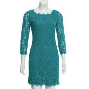 Diane Von Furstenberg Zarita Mini Dress Teal Sz 8